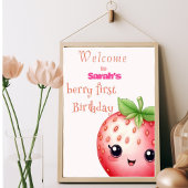 Schattigee Berry eerste verjaardag aardbei Poster