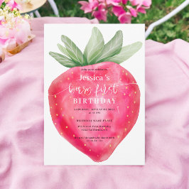 Schattigee Berry Eerste Verjaardag waterverf Aardb Kaart