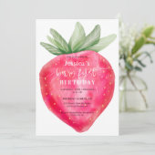 Schattigee Berry Eerste Verjaardag waterverf Aardb Kaart (Staand voorkant)