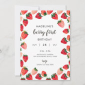 Schattigee Berry Eerste Verjaardagsuitnodiging Kaart (Voorkant)