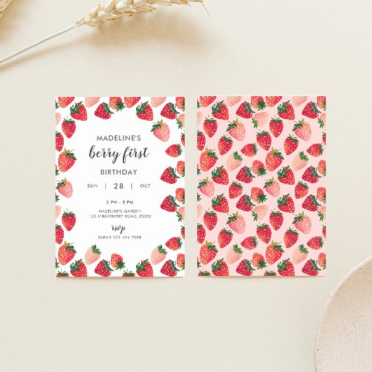 Schattigee Berry Eerste Verjaardagsuitnodiging Kaart