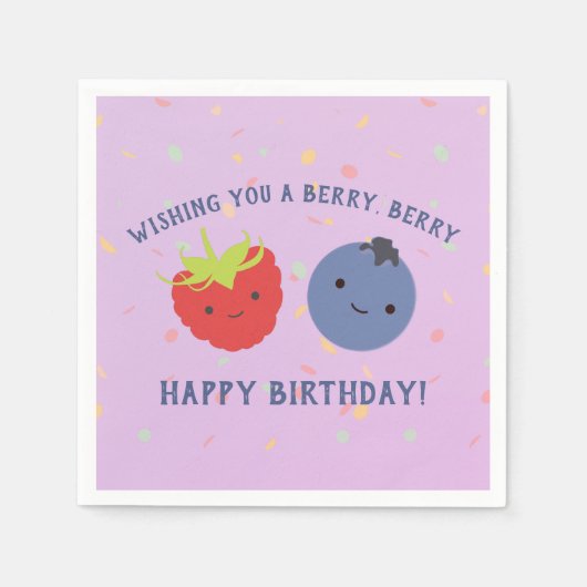 Schattigee Berry Happy Birthday Pun Kawaii bessen Servet (Voorkant)