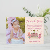 Schattigee Berry Sweet Bunnies | Roze Verjaardagsf Bedankkaart (Staand voorkant)