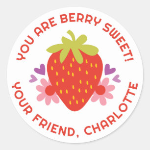 Schattigee Berry Sweet Kinder Aardbei Valentijn Ronde Sticker
