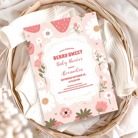 Schattigee Berry Sweet Pink Coquette Baby shower Kaart