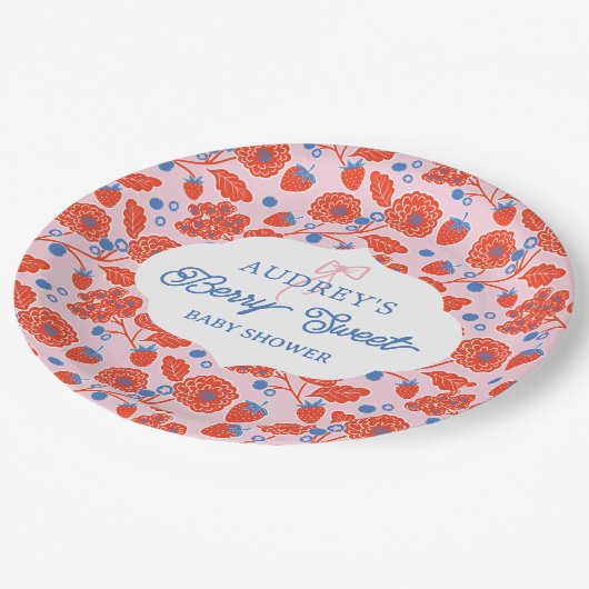 Schattigee Berry Sweet Strawberry Blueberry Baby s Papieren Bordje (Gekanteld)