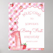 Schattigee Berry Wavy Eerste 1e Verjaardag Welkom Poster (Voorkant)