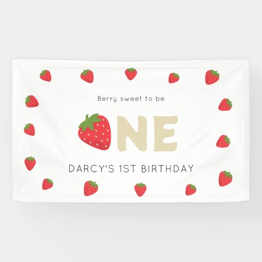 Schattigee Berry zoete minimal 1e verjaardag Spandoek (Horizontaal)