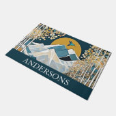 Schattigee besneeuwde berg deurmat (Schuin)