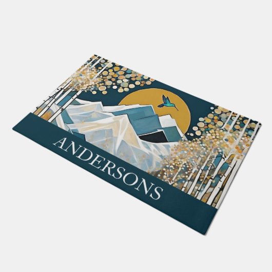 Schattigee besneeuwde berg deurmat (Schuin)