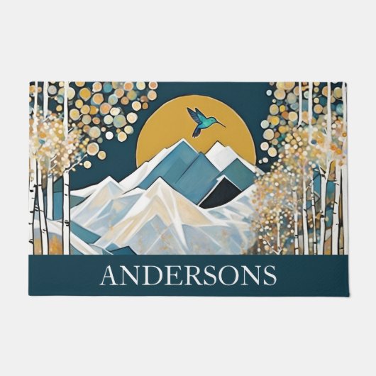 Schattigee besneeuwde berg deurmat (Voorkant)