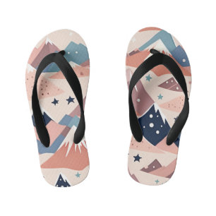 Schattigee besneeuwde bergen en sterren patroonroz kinder teenslippers