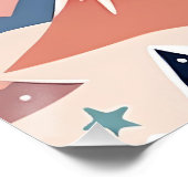 Schattigee besneeuwde bergen en sterren patroonroz perfect poster (Hoek)