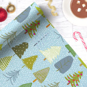 Schattigee besneeuwde kerstbomen vakantie cadeaupapier