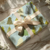 Schattigee besneeuwde kerstbomen vakantie cadeaupapier