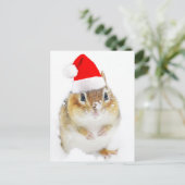 Schattigee besneeuwde Santa Chipmunk Feestdagenkaart (Staand voorkant)