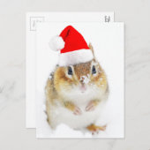 Schattigee besneeuwde Santa Chipmunk Feestdagenkaart (Voorkant / Achterkant)