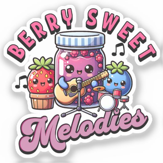 Schattigee bessen Jamming Sweet Melodies Sticker (Voorkant)