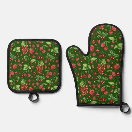 Schattigee bessen ovenwant & pannenlap set (Voorkant)