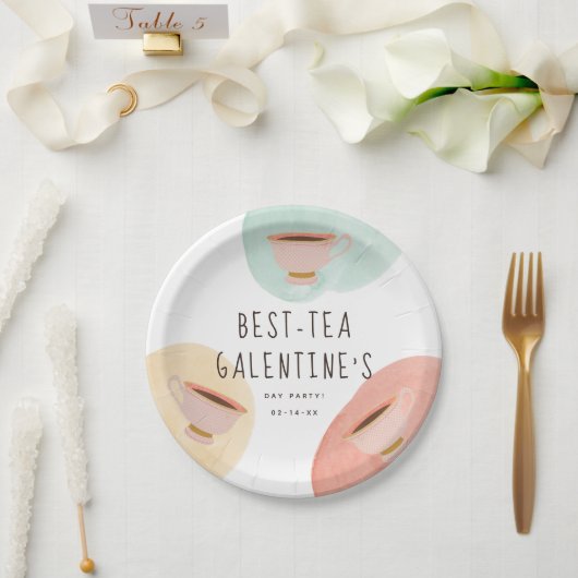 Schattigee Best-Teas Galentine's Day Party Papieren Bordje (Huwelijk)