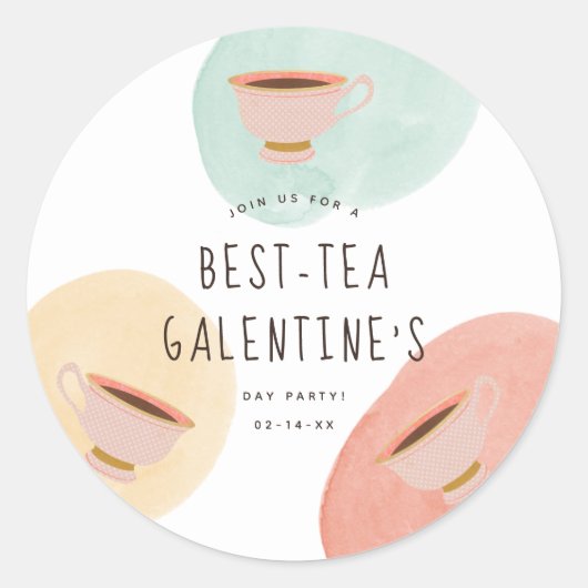 Schattigee Best-Teas Galentine's Day Party Ronde Sticker (Voorkant)