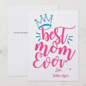 Schattigee beste moeder ooit Queen Mom Moederdag K Kaart (Voorkant / Achterkant)