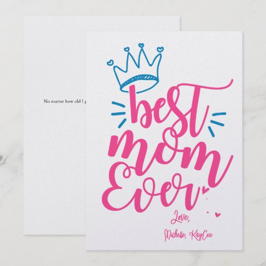 Schattigee beste moeder ooit Queen Mom Moederdag K Kaart (Voorkant / Achterkant)