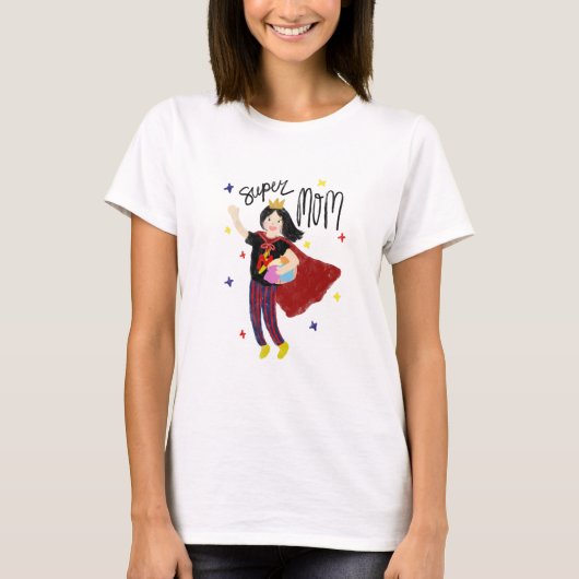Schattigee beste Superheld super moeder illustrati T-shirt (Voorkant)