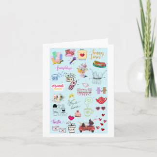 Schattigee Besties Collage Funny Galentine's Kaart