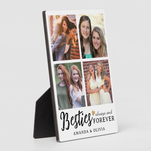 Schattigee Besties Forever Custom Name 4 Fotocolla Fotoplaat (Zijkant)