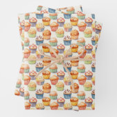 Schattigee betegelde cupcake partij inpakpapier vel (In situ)