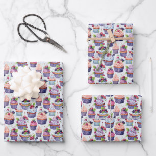 Schattigee betegelde cupcake partij inpakpapier vel