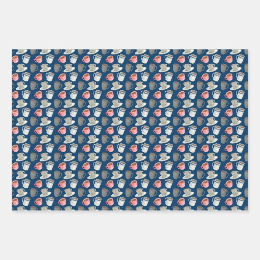 Schattigee betegelde koffiepatroonpartij inpakpapier vel (Voorkant 3)