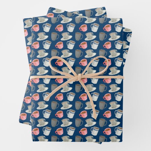 Schattigee betegelde koffiepatroonpartij inpakpapier vel (In situ)