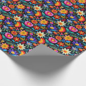 Schattigee betegelde Mexicaanse fiesta bloemen Cadeaupapier (Hoek)