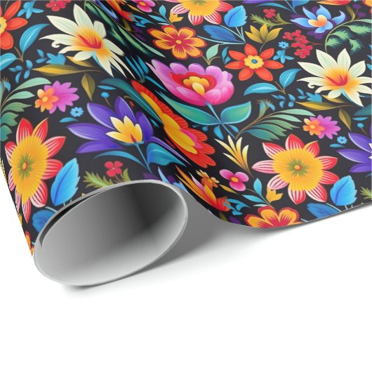 Schattigee betegelde Mexicaanse fiesta bloemen Cadeaupapier (Rol Hoek)