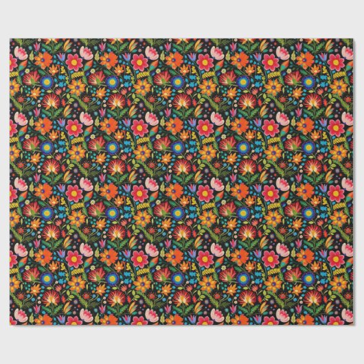 Schattigee betegelde Mexicaanse fiesta bloemen Cadeaupapier (Vlak)