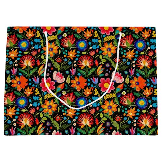 Schattigee betegelde Mexicaanse fiesta bloemen Groot Cadeauzakje (Voorkant)