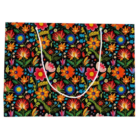 Schattigee betegelde Mexicaanse fiesta bloemen Groot Cadeauzakje (Achterkant)