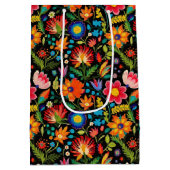 Schattigee betegelde Mexicaanse fiesta bloemen Medium Cadeauzakje (Achterkant)