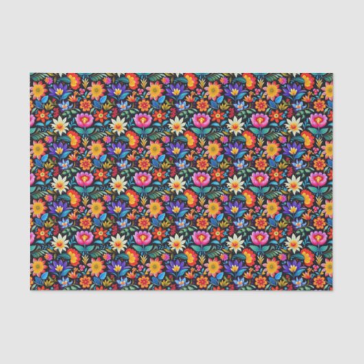 Schattigee betegelde Mexicaanse fiesta bloemen Tissuepapier (Voorkant)