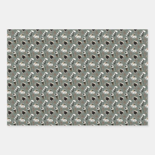 Schattigee betegelde motief koffiebonen inpakpapier vel (Voorkant 3)