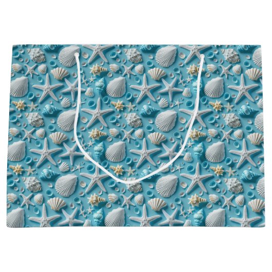 Schattigee betegelde Seashell Pattern Beach Party  Groot Cadeauzakje (Voorkant)