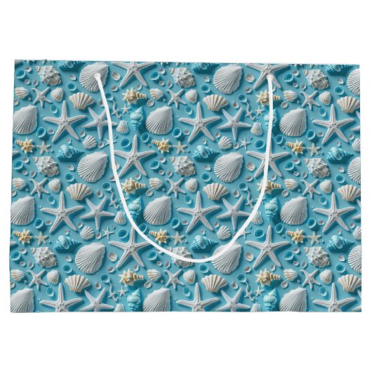 Schattigee betegelde Seashell Pattern Beach Party  Groot Cadeauzakje (Achterkant)