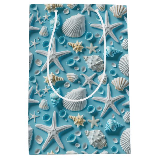 Schattigee betegelde Seashell Pattern Beach Party Medium Cadeauzakje (Voorkant)