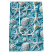 Schattigee betegelde Seashell Pattern Beach Party Medium Cadeauzakje (Achterkant)