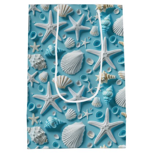 Schattigee betegelde Seashell Pattern Beach Party Medium Cadeauzakje (Achterkant)