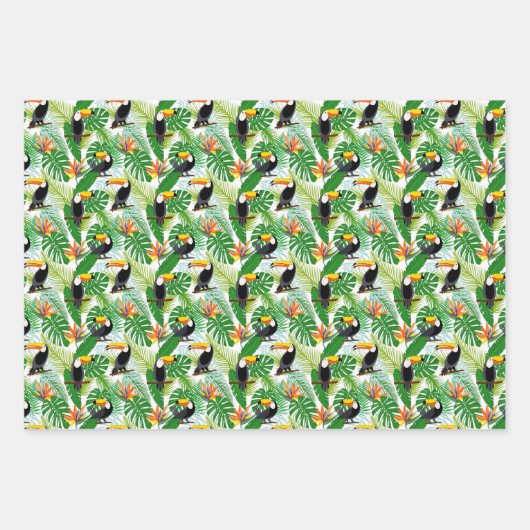 Schattigee betegelde Toucan party tropical bird Inpakpapier Vel (Voorkant)