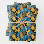 Schattigee betegelde Tropische bladpatroonpartij Inpakpapier Vel (In situ)