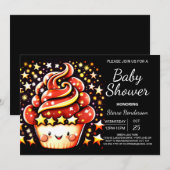 Schattigee betoverde Custom Muffin Boy Baby shower Kaart (Voorkant / Achterkant)